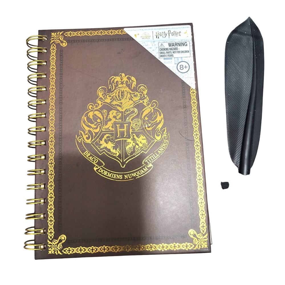 Harry Potter Hogwarts Crest Notebook & Feather Pen Set Journal Diary Book Wizard